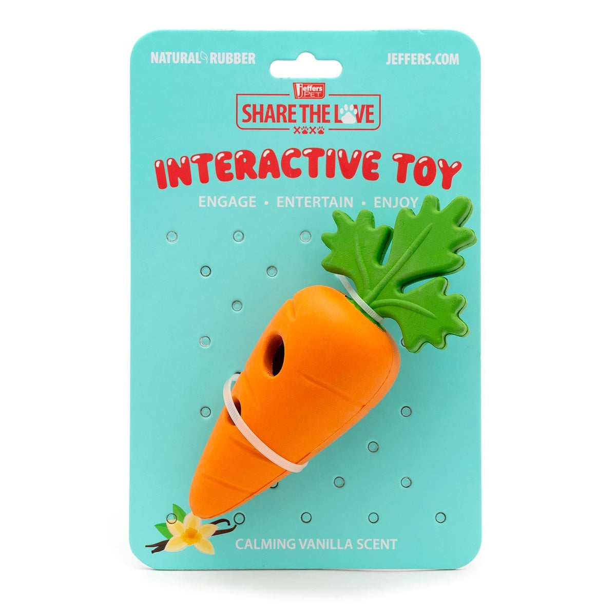 Jeffers Baby Carrot Natural Rubber Treat Dispensing Dog Dental Chew Toy