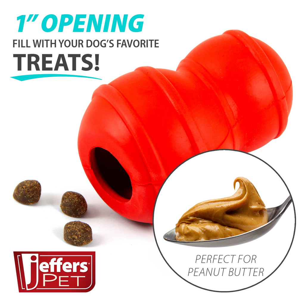 Jeffers Red Classic Stuffable Fetch & Chew Natural Rubber Treat Dispensing Dental Dog Toy